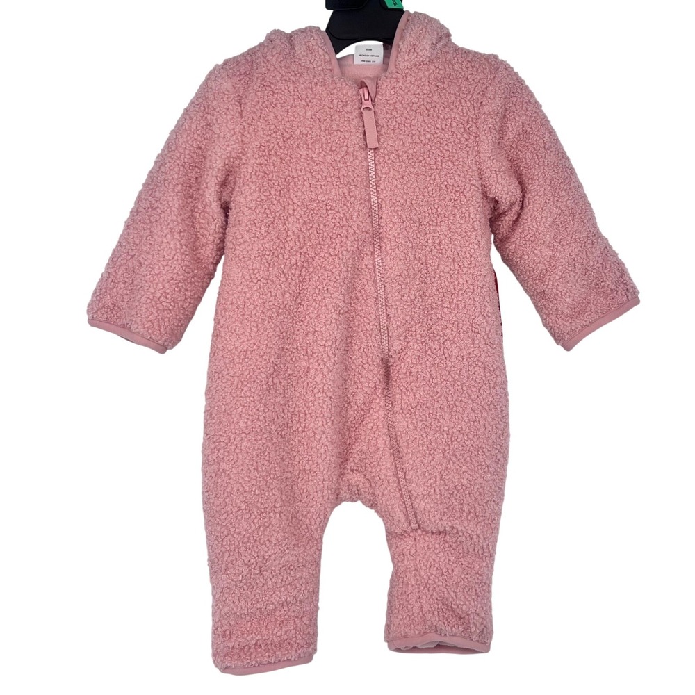 NWT Wonder Nation Baby Girl Pink Teddy Fleece‎ Hooded Pram Suit 6-9M